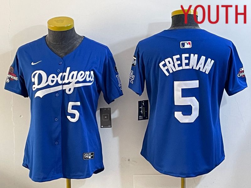 Youth Los Angeles Dodgers #5 Freeman Blue Game 2024 Nike MLB Jersey style 12052->youth mlb jersey->Youth Jersey